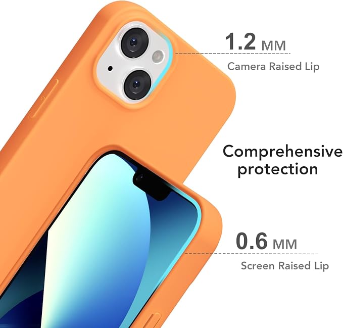 for iPhone 13 Mini/ 12 Mini Case Silicone Compatible with Magsafe Case, Ultra Slim Thin Magnetic Phone Cases Mag Safe, Cute Soft Rubber Gel Matte Wireless Charging Cover for Women, Neon Orange