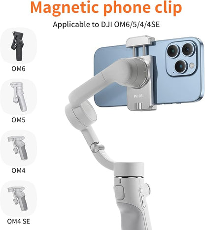 UURIG Magnetic Cell Phone Clamp for DJI OM, Phone Tripod Mount, Handheld Gimbals Magnetic Ring Holder for DJI OSMO 5/OM 4 SE Accessories