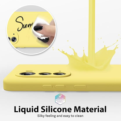 oakxco for Moto Edge Plus 2022/Edge Plus 5G UW 2022 Phone Case Liquid Silicone, Cute Thin Slim Soft Rubber TPU Plain Smooth Gel Cover for Women Girl, Matte Solid Protective & Shockproof, Yellow