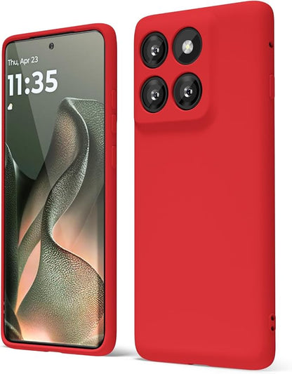 oakxco for Motorola Moto Edge 2025 Phone Case Liquid Silicone, Thin Slim Soft Rubber Gel TPU Plain Protective Simple Cover for Women Girl Cute, Matte Solid Color Aesthetic, Red