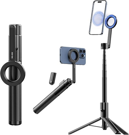 ULANZI 54'' Magnetic Selfie Stick Tripod Pro, All-in-One Phone Tripod w Magnetic Phone Holder & Detachable Wireless Remote, C/W Magsafe, for iPhone 16 15 14 13 12 Series & Android Phones (Black)