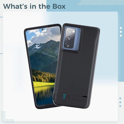 Compatible With S20 Fe Battery Case 5000Mah Kickstand, Full Edge Protection, Portable Charger, Matte Black, 16.7 X 7.0 X 1.6 Cm
