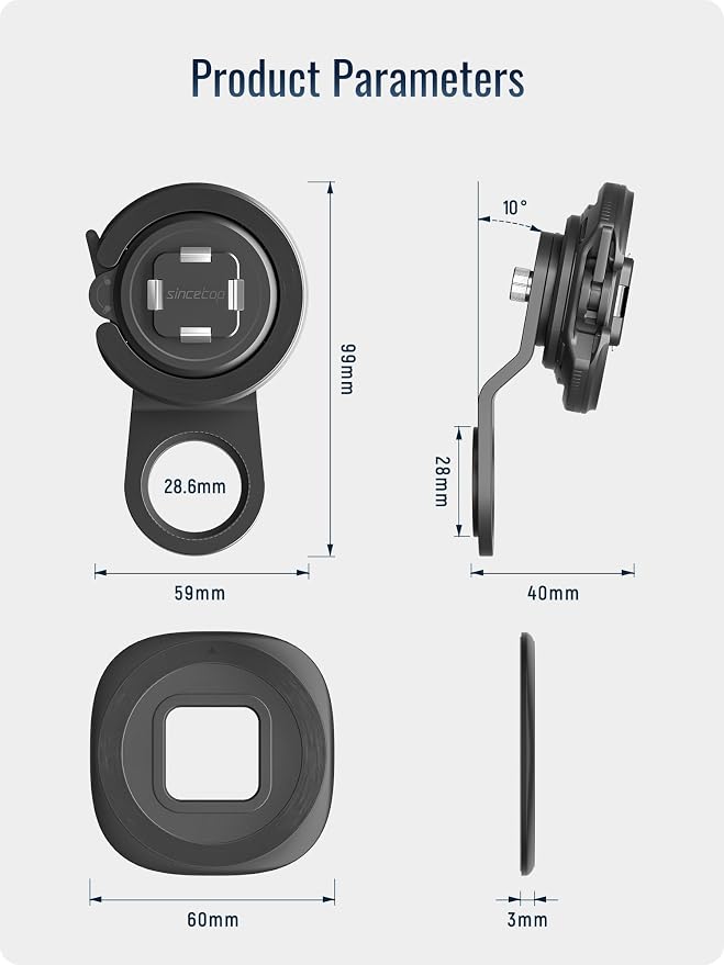 sincetop Bike Stem Magnetic Phone Mount Series Q [ Quad ] - Mountain Bicycle Stem Phone Holder - Quick Lock & Release - Aluminum Handlebar Cycling Cell Holder for MTB Ebike Road Electric