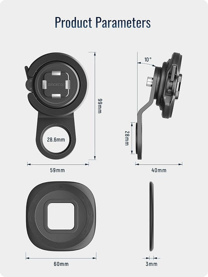 sincetop Bike Stem Magnetic Phone Mount Series Q [ Quad ] - Mountain Bicycle Stem Phone Holder - Quick Lock & Release - Aluminum Handlebar Cycling Cell Holder for MTB Ebike Road Electric