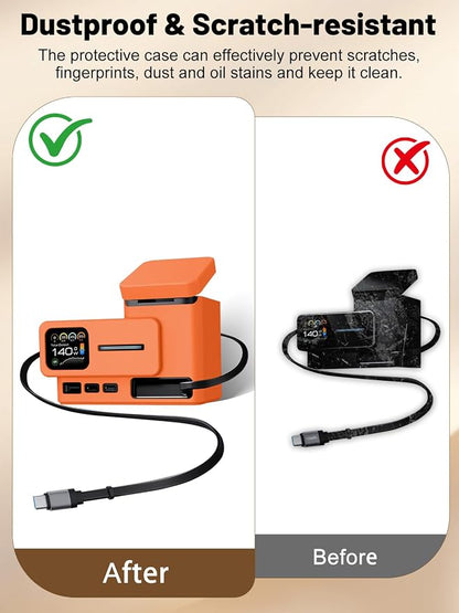 Silicone Protective Case Compatible with CUKTECH 15 Super Power Station 140W, Full-Body Protective Cover with Precise Cutouts, Shockproof & Scratch-Resistant Sleeve (Orange)