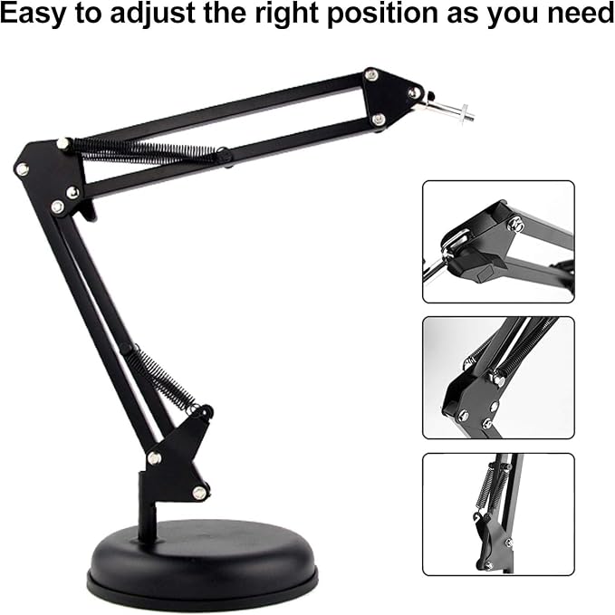Spedal Desktop Webcam Stand with Weighted Round Base, Adjustable Scissor Arm Camera Mount with Phone Holder, 1/4" Thread MF920Pro, Smartphones, Overhead Recording & Live Streaming