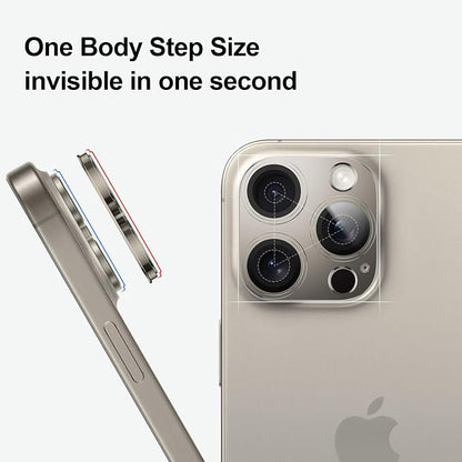 for iPhone 14/15/16 Pro & Pro Max Camera Lens Protector, Tempered Glass with Metal Alloy Frame,for protector de cámara iphone 16 pro max, iphone 16 pro camera protector, Titanium Natural