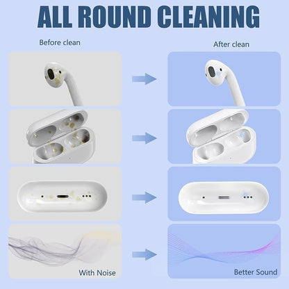 Inesore Cleaner Kit for Airpods Pro 3 2 1 Series,Multi-Function Cleaning Pen Tool for Earbuds Headphone iPhone Camera Electronic Devices,with Soft Brush Flocking Sponge -Deep Blue