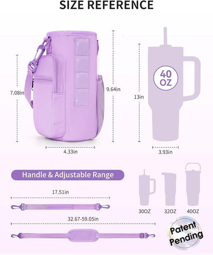 sportsnew Magnetic Gym Bag for Women Men, Water Bottle Carrier Holder with Strap & Phone Pockets for 40oz Tumbler with Handle, 4 Built-in Magnets Small Gym Bag for Sports, Workout, Fitness, Walking
