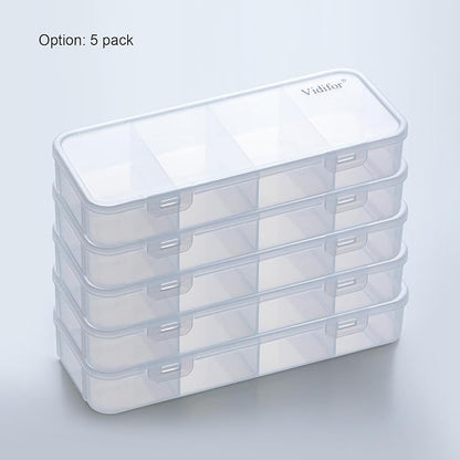 Vidifor 5-Pack Clear Cable Organizer Box with 40 Cable Ties, Portable Cord & Charger Storage for Drawer, Desk, Office & Home (5, Small)