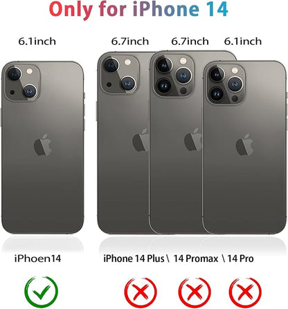 Diverbox for iPhone 14 Case [Shockproof] [Dropproof] [Tempered Glass Screen + Camera Lens Protector],Heavy Duty Protection Phone Case Cover for Apple iPhone 14 (Pine Green)