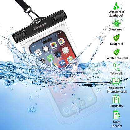 Waterproof Phone Pouch/Case, 4 Pack Large Water Proof Phone Pouch for iPhone, Samsung Galaxy & Pixel, IPX8 Phone Water Protector Pouch for Travel, Vacation, Beach, Pool, Cruise Essentials