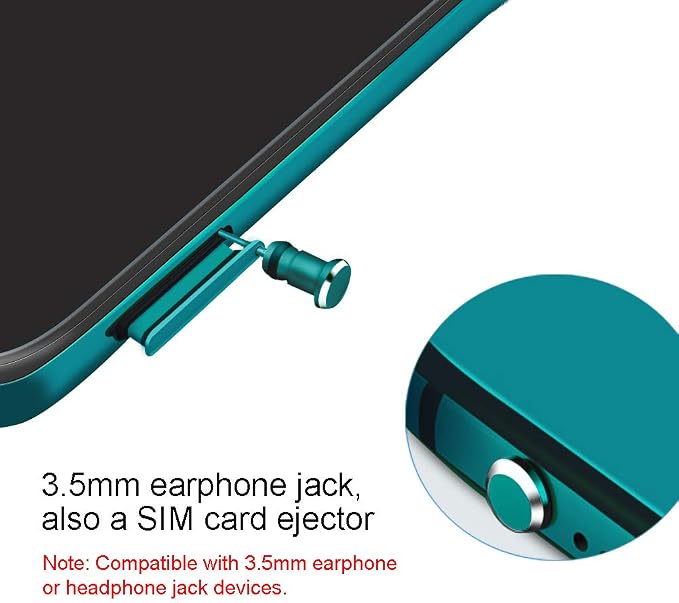 USB C Port Cover Plugs Metal Anti Dust Cap Protectors 2 PCS for Smartphone MacBook Pro Air Laptop Charging Port with SIM Card Removal Pin Compatible with Samsung Galaxy S24 S23 S22 S21 (Green)