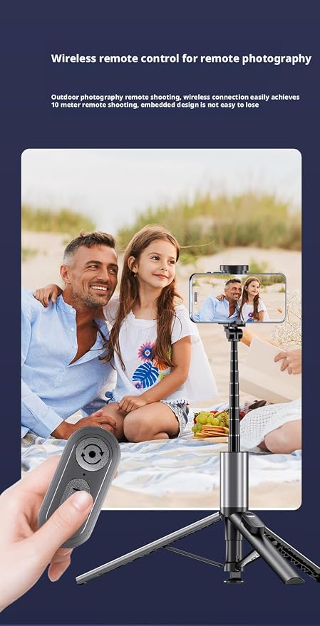 63“ Selfie Stick Tripod for iPhone/Android - Expandable Phone Tripod with Fill Light, 10M Bluetooth Remote Control, one Click Open Selfie Stick for Vlog/Travel/Live Streaming(Black)