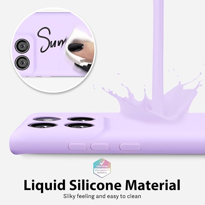 oakxco for Motorola Moto Edge 2025 Phone Case Liquid Silicone, Thin Slim Soft Rubber Gel TPU Plain Protective Simple Cover for Women Girl Cute, Matte Solid Color Aesthetic, Purple Lavender