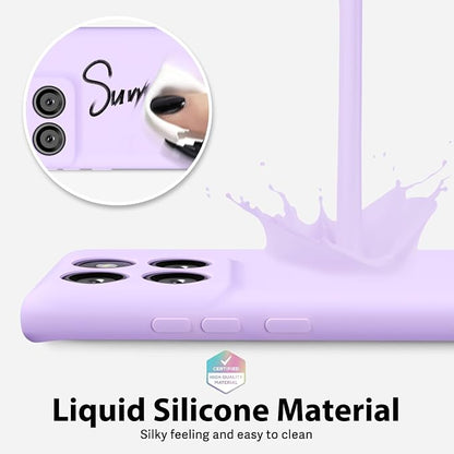 oakxco for Motorola Moto Edge 2025 Phone Case Liquid Silicone, Thin Slim Soft Rubber Gel TPU Plain Protective Simple Cover for Women Girl Cute, Matte Solid Color Aesthetic, Purple Lavender