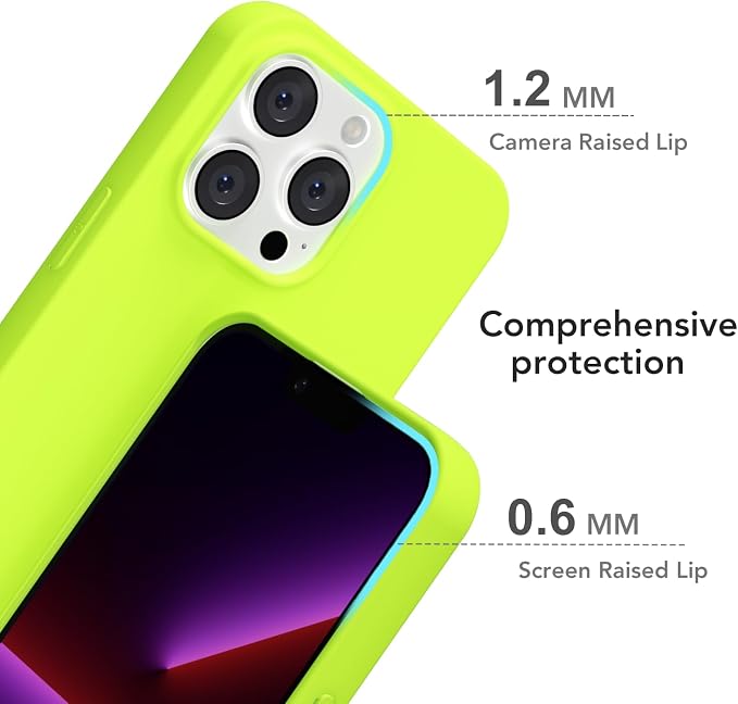 for iPhone 13 Pro Case Silicone Compatible with Magsafe Case, Ultra Slim Thin Magnetic Phone Cases Mag Safe, Cute Soft Rubber Gel TPU Matte Plain Wireless Charging Cover for Women, Neon Green