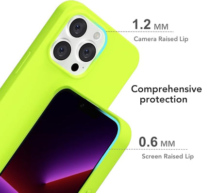 for iPhone 13 Pro Case Silicone Compatible with Magsafe Case, Ultra Slim Thin Magnetic Phone Cases Mag Safe, Cute Soft Rubber Gel TPU Matte Plain Wireless Charging Cover for Women, Neon Green