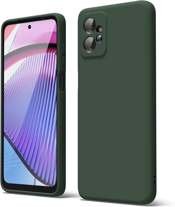 oakxco for Motorola Moto G Power 5G 2023 Phone Case Liquid Silicone, Thin Slim Soft Rubber Gel TPU Plain Simple Cover for Women Girl Cute, Matte Solid Color, Dark Green