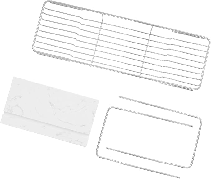 Expandable Bathtub Tray Caddy for Luxury Bath, Extra Wide Acrylic Tub Tray with Natural Marble Board, Waterproof Bath Tub Shelf for Phone, Wine, Book, Tablet Stand - Ideal Home Spa (Silver, White)