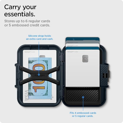Spigen for MagSafe Wallet, Heavy Duty Hardshell Magnetic Card Holder Compatible with iPhone 17/16/15/14/13/12 Pixel 10 Series MagSafe-Cases Pixelsnap Holds 5-6/7-8 Cards