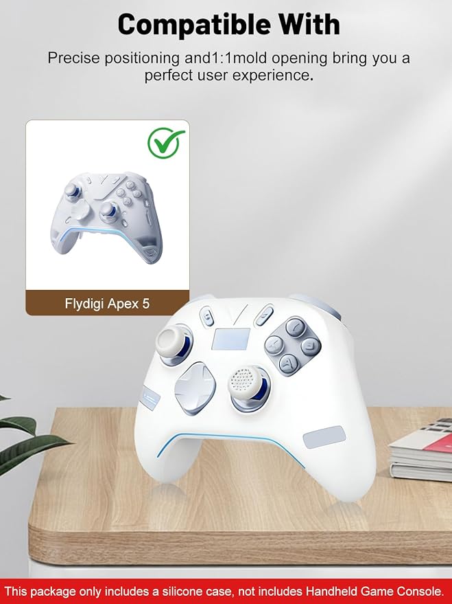 Silicone Protective Case for Flydigi Apex 5 Wireless Controller, Full-Body Protective Cover with Precise Cutout, Shockproof Dustproof Protector Sleeve & Scratch-Resistant Sleeve (White)