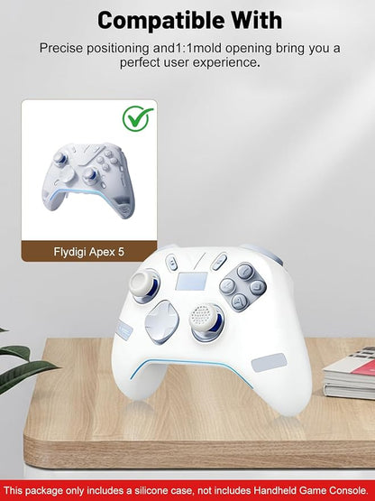 Silicone Protective Case for Flydigi Apex 5 Wireless Controller, Full-Body Protective Cover with Precise Cutout, Shockproof Dustproof Protector Sleeve & Scratch-Resistant Sleeve (White)