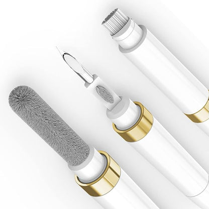 Dual-Brush Earbud Cleaning Pen | 4-in-1 Pro Kit for Precision & Durability, Tool Compatible with Airpods, Galaxy Buds, All Wireless Headsets -Gold