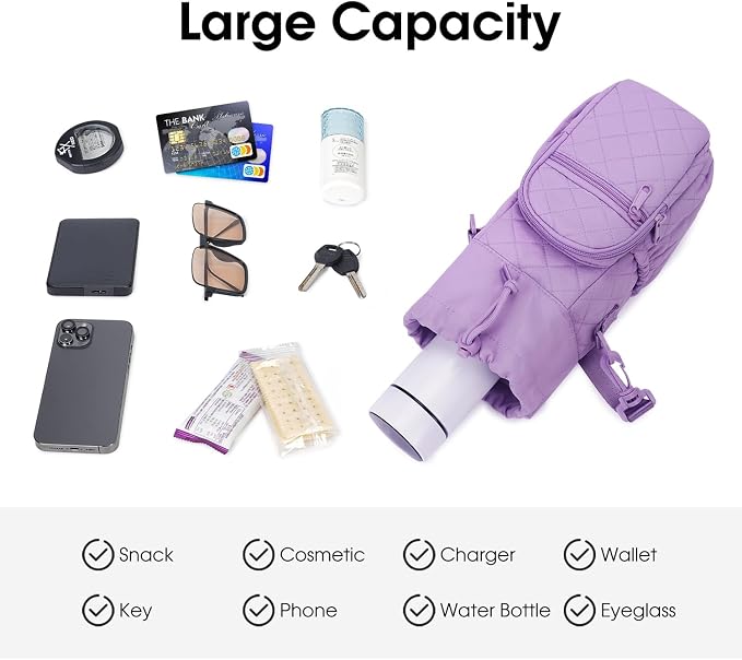 sportsnew Water Bottle Holder with Strap 32oz 40oz Insulated Water Bottle Carrier Sling Bag with Phone Pocket Crossbody