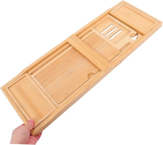 Mobestech Multi-Function Adjustable Bath Tray with Phone Holder and Sturdy Organizer for Bathtub Storage and Relaxation