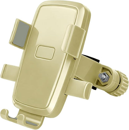 Motorcycle Bike Phone Mount, Bike Cell Phone Holder Clip, Bicycle Scooter Handlebar Clamp, for iPhone 17 16 15 14 Pro Max, Galaxy S25 S24 Ultra, 4.7-7" Phones, White