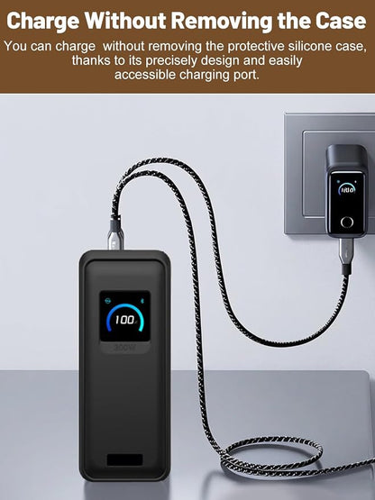 Silicone Protective Case Compatible with Anker Prime Power Bank 26,250mAh 300W, Shockproof Cover with LCD Display Visible, Anti-Lost Strap, Precision Cutouts for 3-Port Charger (Black)