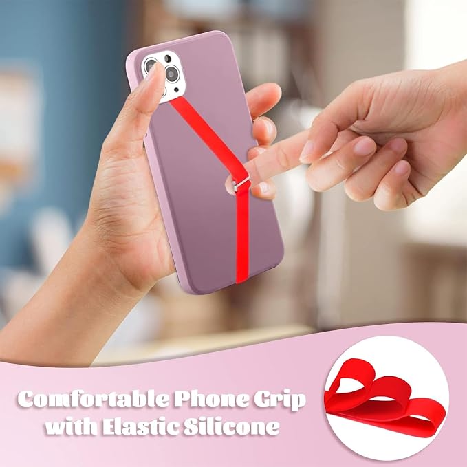 TEAMOLA Silicone Phone Grip Strap - Red 210 Phone Hand Strap Holder with Loop for Cell Phones, iPhone Grip, Finger Holder & Back of Phone Grips, Secure Anti-Slip Grip(3 Packs)