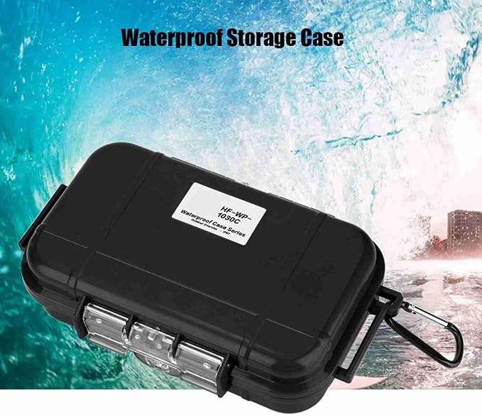 Tiiyee Small Waterproof Boxes of Plastic Case Shockproof Airtight Container Case Portable Airtight Carry Box Black Dry