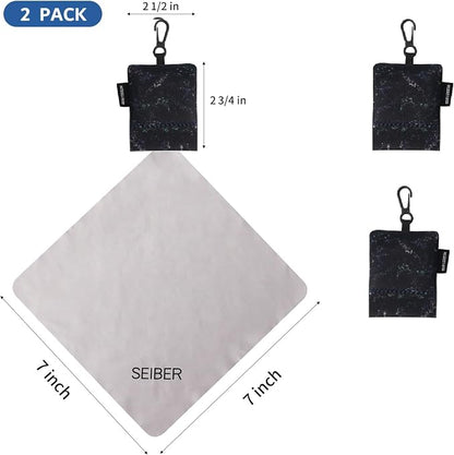 SEIBER Eyeglass Cleaning Microfiber Cloth,7 x 7 inch Glasses Cloth for Sunglasses,Laptops, Cameras,Screen- with Neoprene Pouch,Self-Closing Bottom(2PCS,Camo Dark)