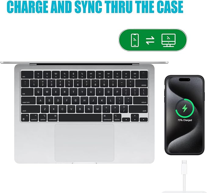 Battery Case for iPhone 15 Pro Max, 12000mAh High-Capacity Protective Rechargeable Extended Charger Cover Compatible with iPhone 15 Pro Max (6.7 inch) Wireless Charging Case Support Carplay - Black