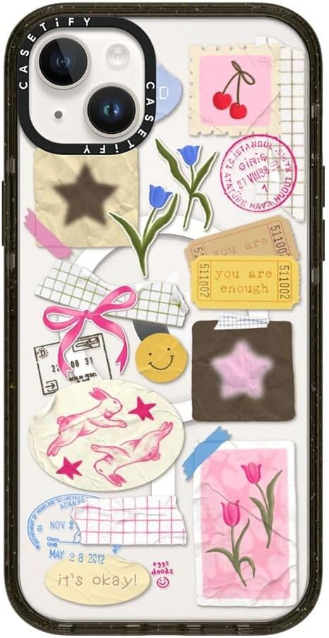 CASETiFY Impact iPhone 14 Plus Case [4X Military Grade Drop Tested / 8.2ft Drop Protection/Compatible with Magsafe] - You are Stars Collage - Clear Black