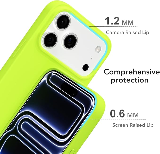 for iPhone 17 Pro Case Silicone Compatible with Magsafe Case, Ultra Slim Thin Magnetic Phone Cases Mag Safe, Cute Soft Rubber Gel TPU Matte Plain Wireless Charging Cover for Women, Neon Green