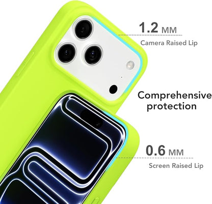 for iPhone 17 Pro Case Silicone Compatible with Magsafe Case, Ultra Slim Thin Magnetic Phone Cases Mag Safe, Cute Soft Rubber Gel TPU Matte Plain Wireless Charging Cover for Women, Neon Green