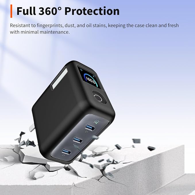 Case for Anker Prime 160W 3-Port Compact Charger – Soft Silicone Protective Cover for Dynamic Charger,Shockproof Dustproof Charging Block Protector Sleeve[Black]
