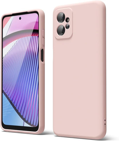 oakxco for Motorola Moto G Power 5G 2023 Phone Case Liquid Silicone, Thin Slim Soft Rubber Gel TPU Plain Simple Cover for Women Girl Cute, Matte Solid Color, Pink Sand