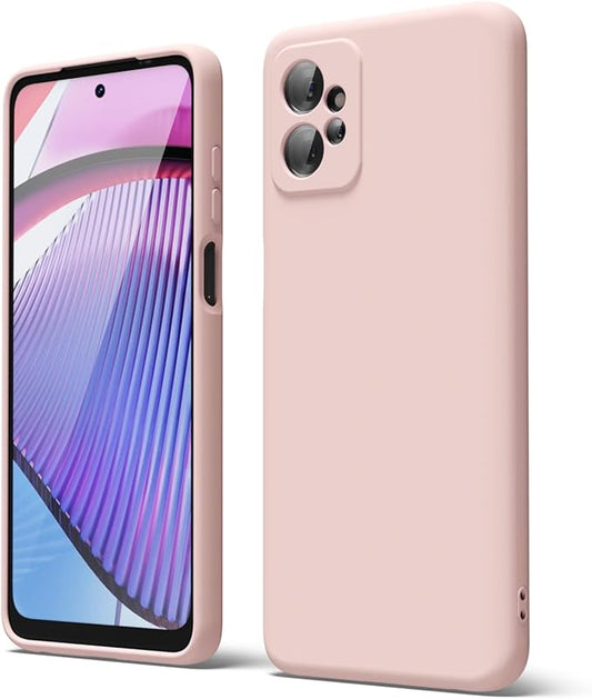 oakxco for Motorola Moto G Power 5G 2023 Phone Case Liquid Silicone, Thin Slim Soft Rubber Gel TPU Plain Simple Cover for Women Girl Cute, Matte Solid Color, Pink Sand
