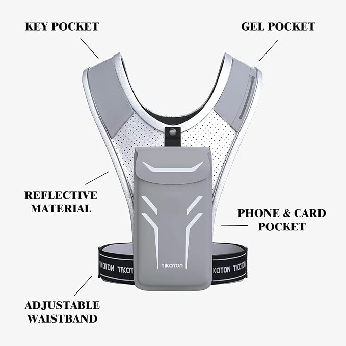 Tikaton Running Vest with Adjustable Waistband & Smart Materials