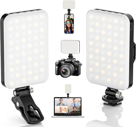 ALTSON 2-Pack 60 LED Selfie Light Portable Clip for Phone Fill Light Rechargeable 2200mAh Clip on Light, CRI 97+, 3 Light Modes Camera Lighting for Phone, iPhone, Webcam, TikTok, Photo, Makeup