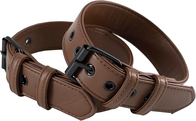 Men Leather Armband Adjustable Bulldog Buckle Bracelet Harness 2-Pack