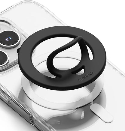 Ringke Dual Magnetic Silicone Ring [Compatible with MagSafe] Phone Grip, Dual-Sided Powerful Magnet, Lightweight (0.04 lb) & Super Slim (0.13 in) Soft Holder for iPhone, Galaxy, Pixel - Black