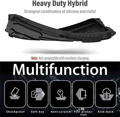 Armor Phone Case for iPhone 15 Military Grade Drop Tested 360 Full Protection Cover Heavy Duty Hybrid Metal Bumper Built-in Silicone Shockproof Dustproof with Screen Protector - Red