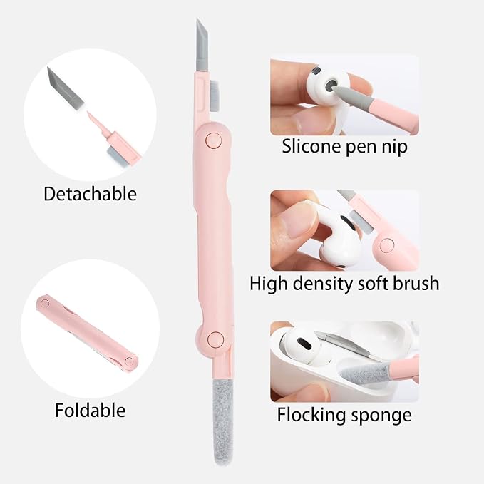 7 in 1 Electronic Cleaner kit - Keyboard Cleaner, Keyboard Cleaning Kit, Laptop Cleaner with Brush, Electronic Cleaner for Laptop/Phone/Computer/Screen (Give Away a Flannel Cloth) Pink