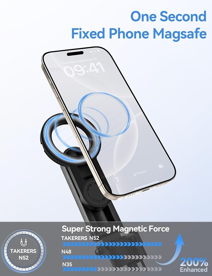 Takerers for Magsafe Tripod for iPhone【Pocket Size】 4-in-1 Portable Magnetic Selfie Stick for iPhone Stand for Video Recording Travel Magnetic Phone Tripod with Remote 【Upgraded 4 Legs】