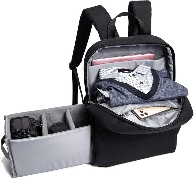 CADeN Camera Backpack Bag with 15.6 Inches Laptop Compartment and Tripod Holders, Waterproof Camera Case for DSLR/SLR Mirrorless Camera Large Capacity, Camera Case Compatible for Canon Sony Nikon
